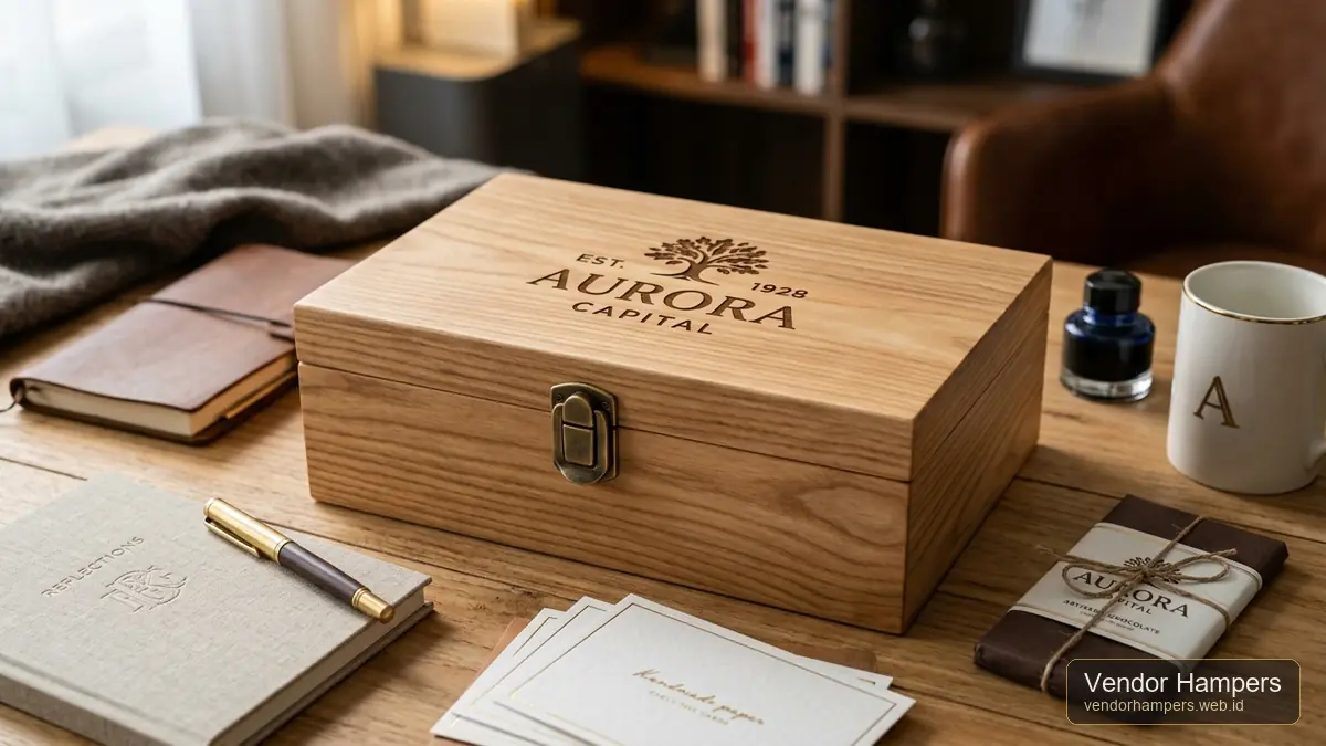 Box souvenir kayu custom dengan finishing premium dan grafir laser