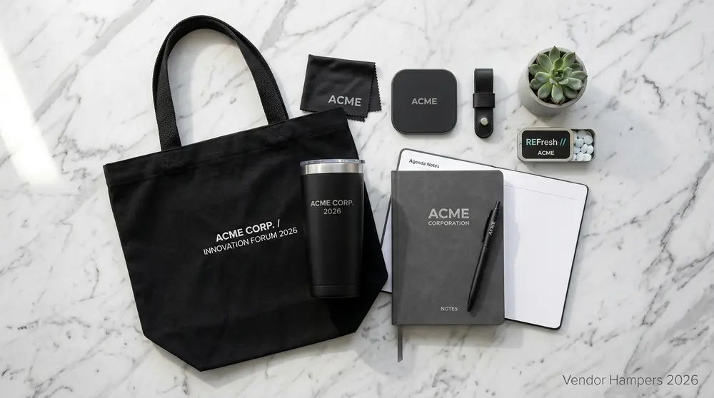 Merchandise kantor custom logo untuk giveaway dan pameran perusahaan di Denpasar