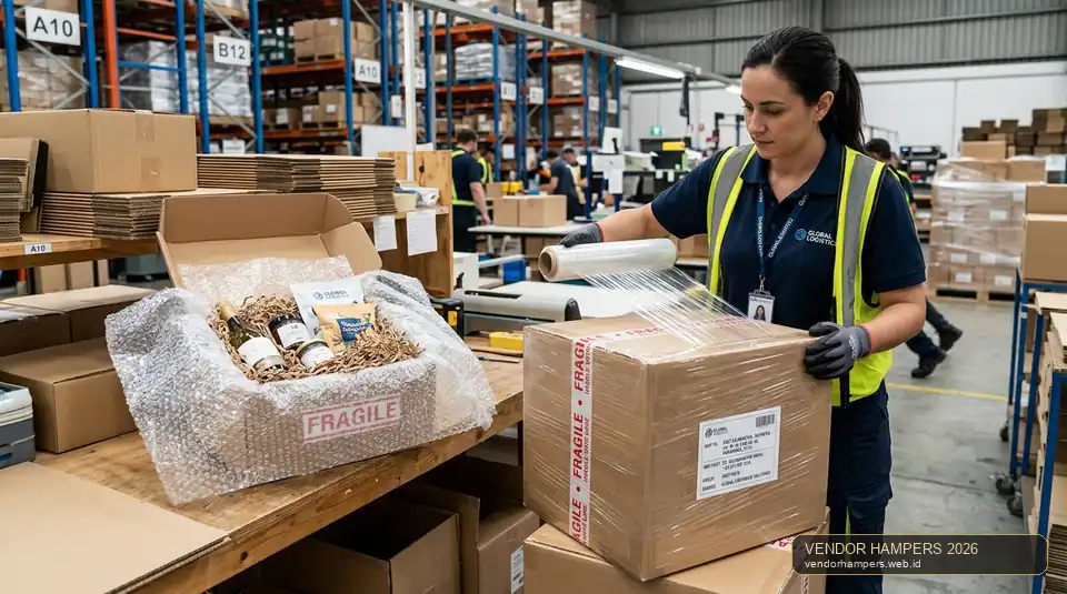 Double packing kardus corrugated untuk pengiriman hampers ke Kalimantan Timur
