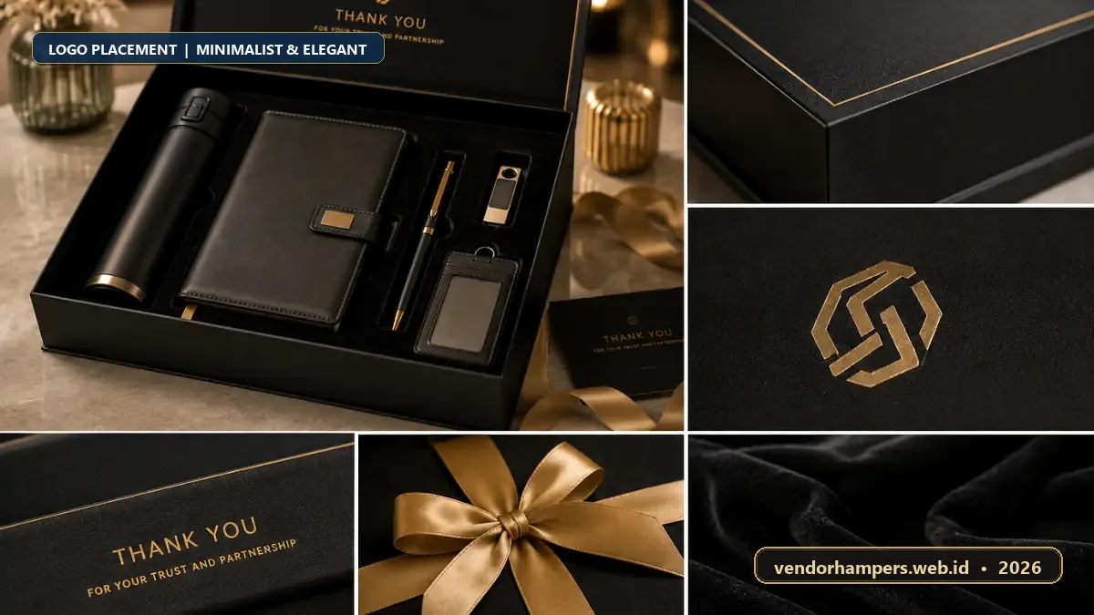 Contoh penempatan logo minimalis pada corporate gift custom logo Jakarta