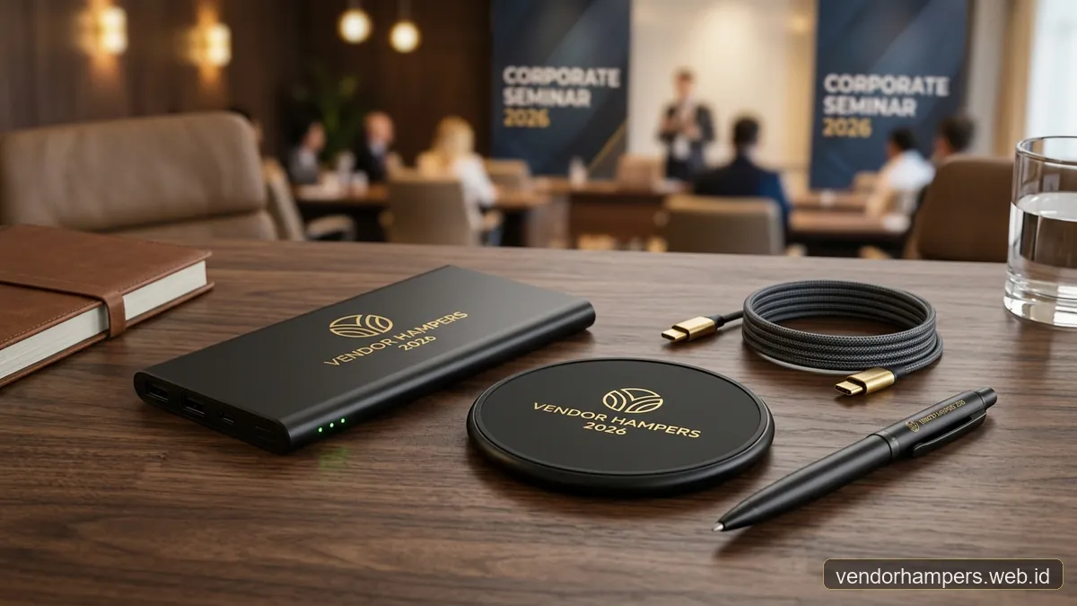 Powerbank wireless custom logo untuk souvenir seminar