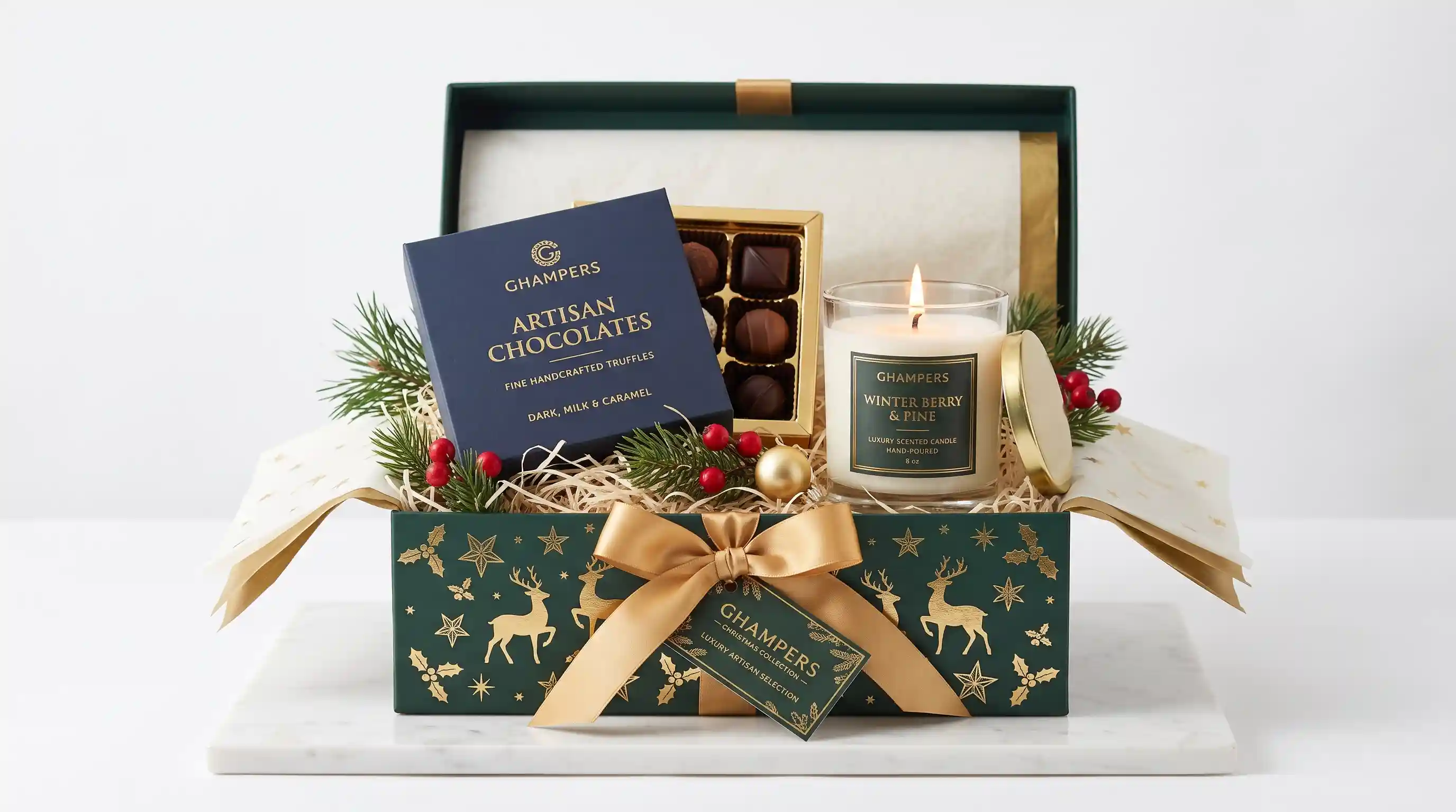 Artisan Chocolate Box & Scented Candle - Hampers Natal Premium